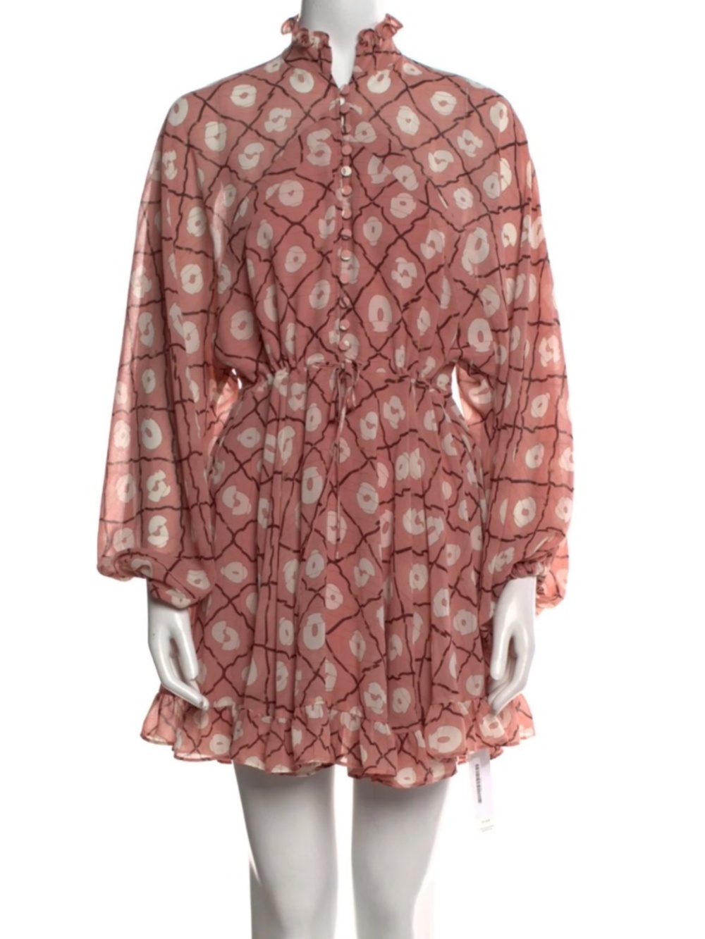Alexis Mini Dress Button Front Ruffle Size Small - Picture 1 of 2